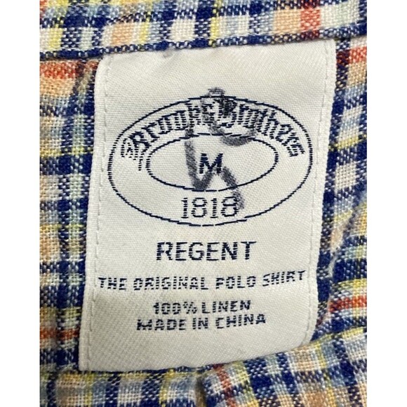 Men's Brooks Brothers Regent Fit Shirt M Linen Plaid SS Button Up Colorful - Picture 2 of 6